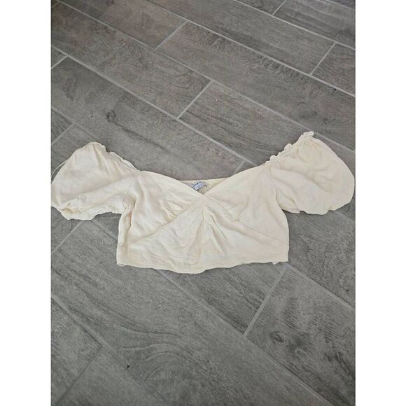 Sophie Rue Crop Bubble Poof Sleeve Cream Off White Size Medium‎ - Picture 1 of 9